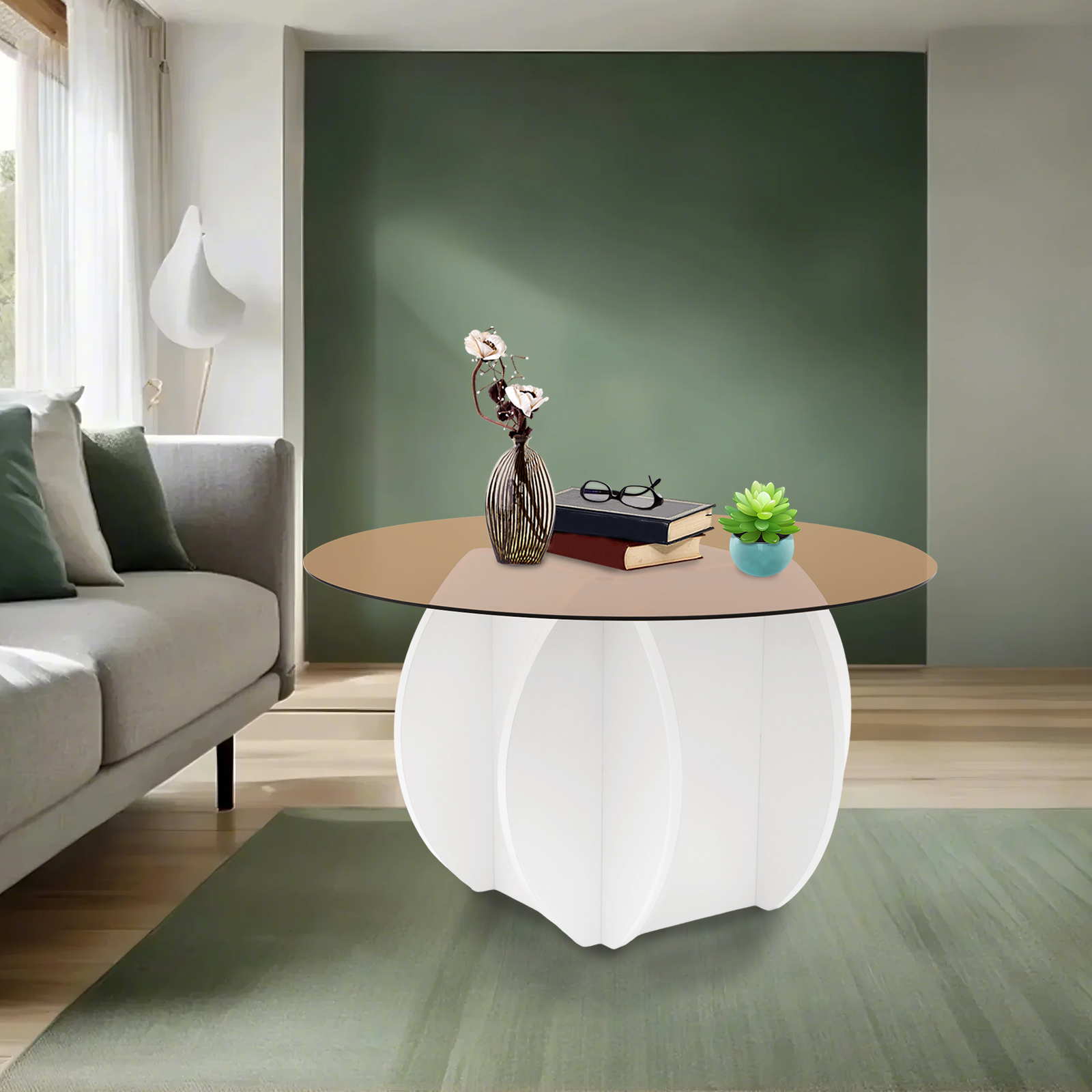 Modern Round Coffee Table 27.6 - Book Weight Glass recension och pris