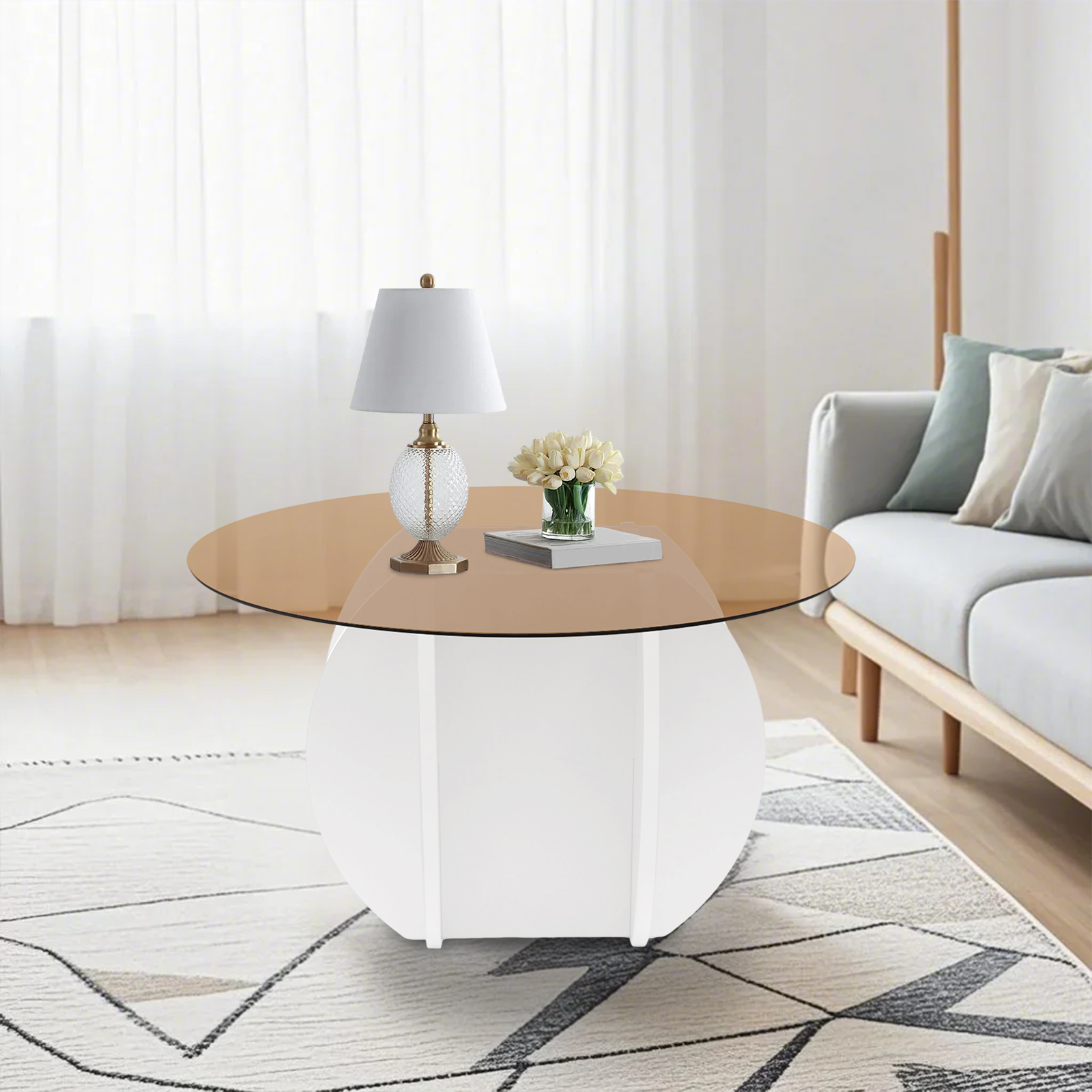 Modern Round Coffee Table 27.6 - Book Weight Glass recension och pris