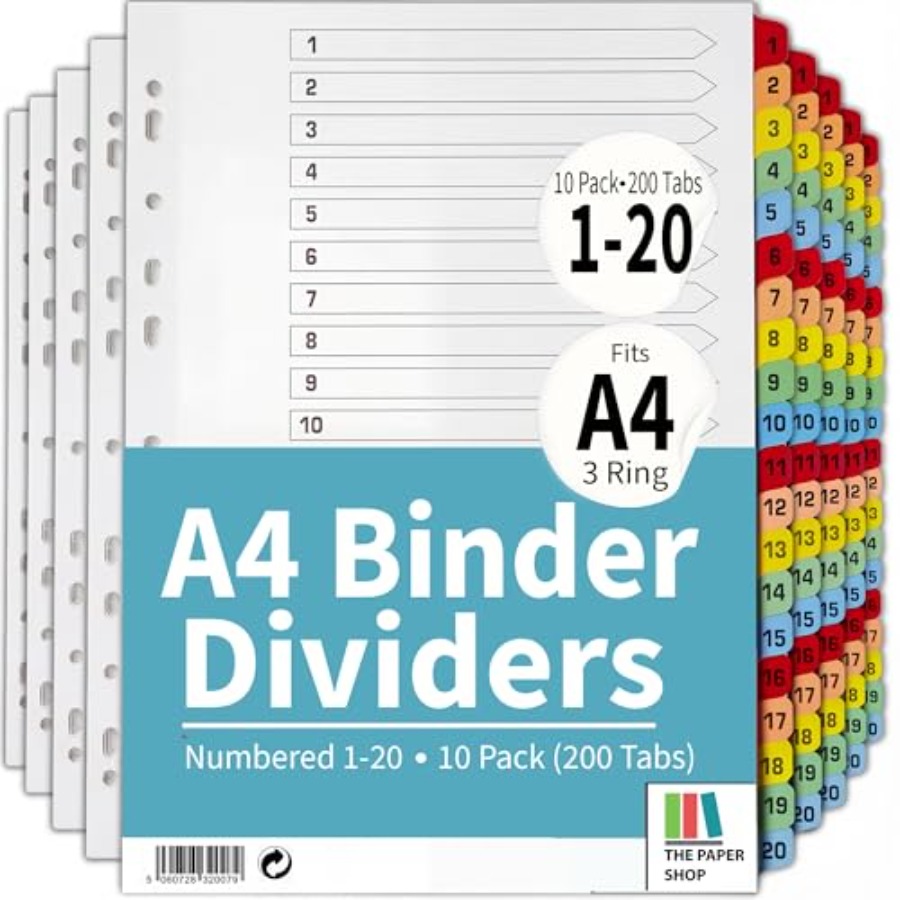 Binder Dividers with Tabs -20  - Tab Divider A4 recension och pris