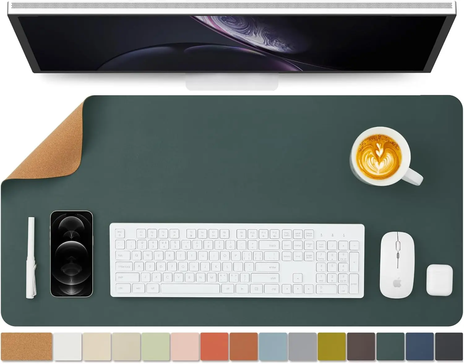 Cork Desk Mat Dual-Sided Desk  - Leather Desk Pad recension och pris