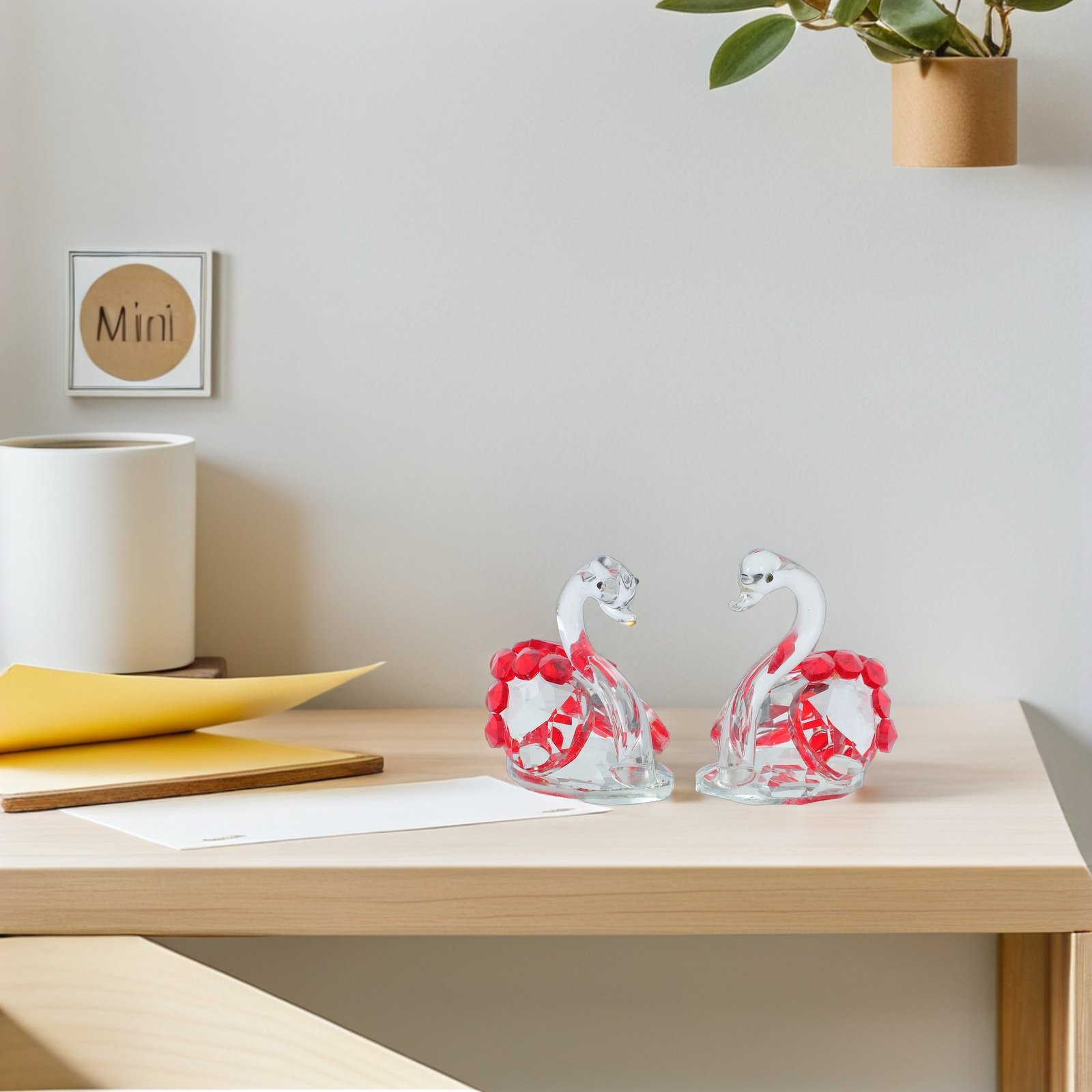2Pcs Crystal Swan Decor Lover  - Paper Weight Crystal recension och pris