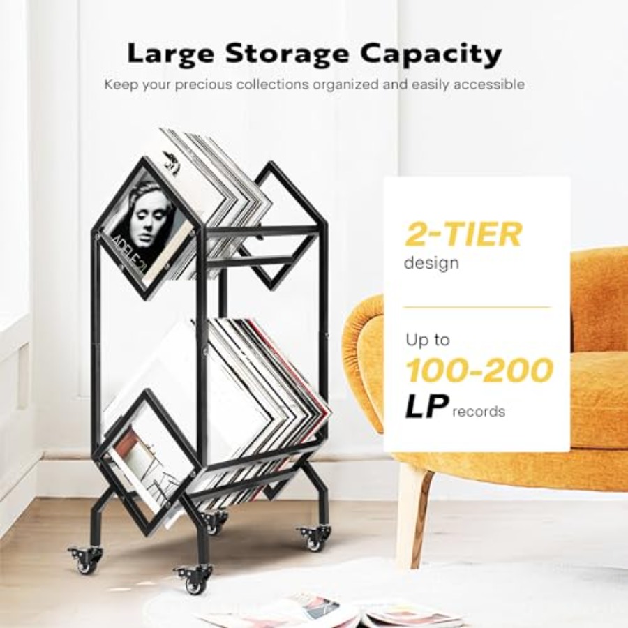 Vinyl Record Storage Rack, 2 T - Magazine Holder Rack recension och pris