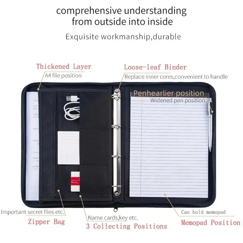 Large Black Business Portfolio - Binder A4 Lever recension och pris