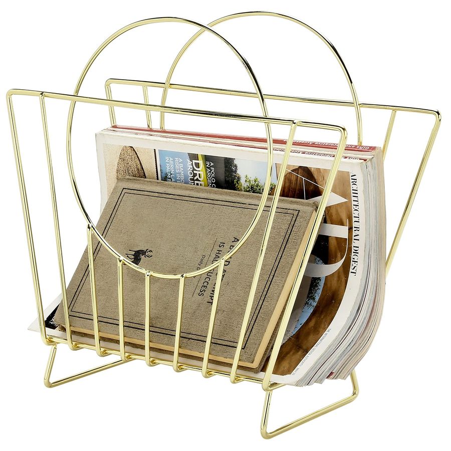 MidCentury Brass Plated Metal  - Magazine Holder Rack recension och pris