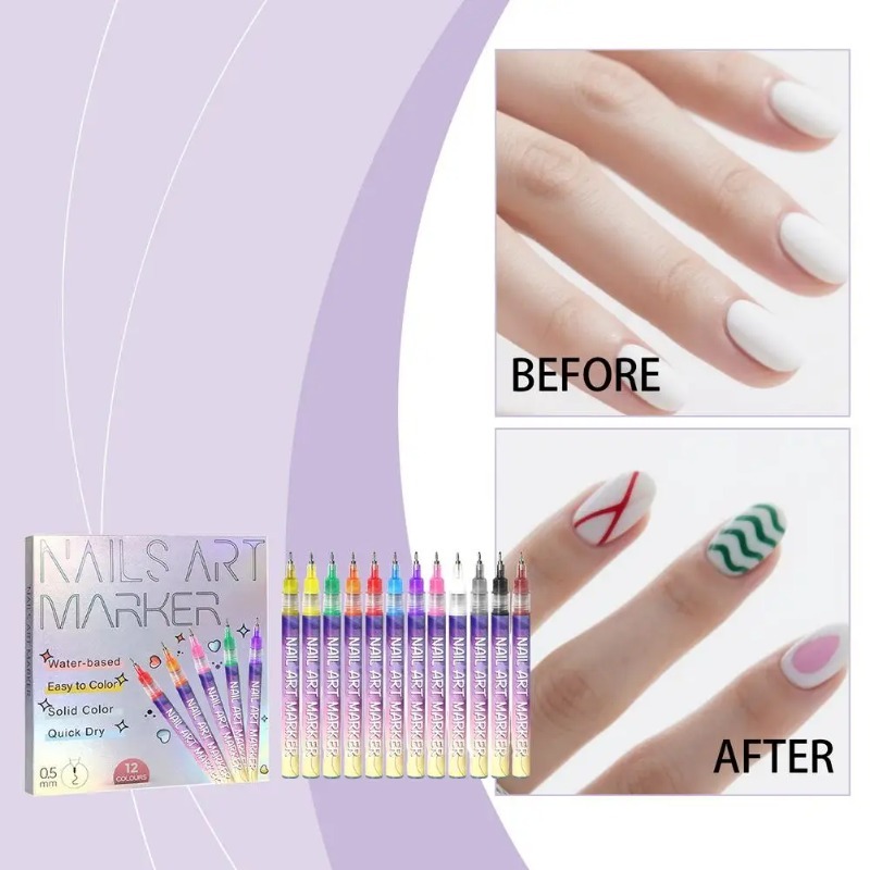 12Pcs/Set Multicolor Nail Art  - Correction Pen Fine recension och pris